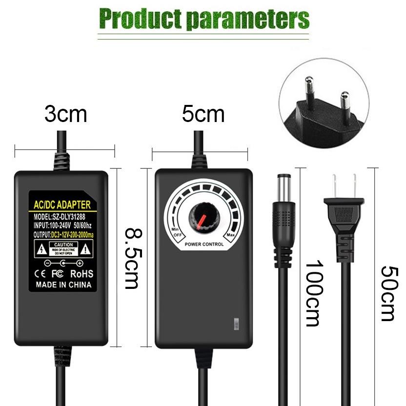 Power Supply 3-12V2A Adjustable Adaptor Untuk Blower Kipas Angin / Power Supply Display Voltmeter