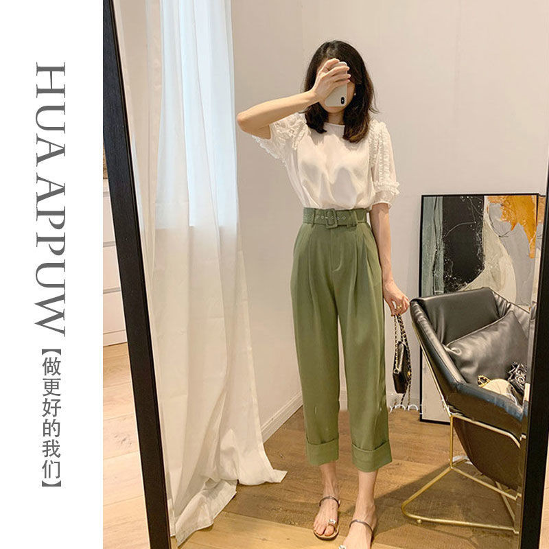 Set Pakaian Celana Kaki Lebar untuk Wanita, Set Dua Potong Celana Kaki Lebar Atasan Baru Musim Panas