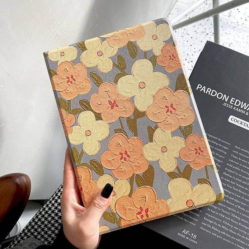 

Lukisan Cat Minyak Bunga iPad 2020 Casing Pelindung Air4 Tablet Air2/iPad2018/2019 Casing Pelindung dengan Slot Pena Tempat Pensil |52CD1005|