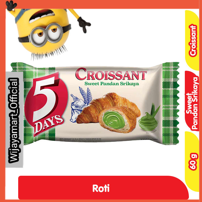 

5Days Roti Croissant Isi Selai Srikaya Pandan 60 g