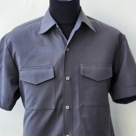 Kemeja Pria Safari Semiwool Lengan Pendek - Abu Grey Dindaaulia53