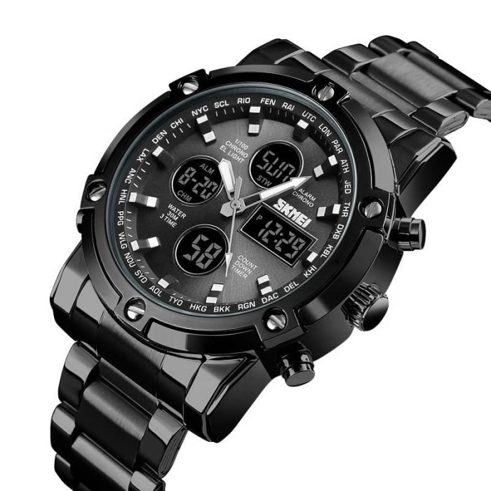 Jam Tangan Pria Digital Skmei 1389 Black Water Resistant 30M