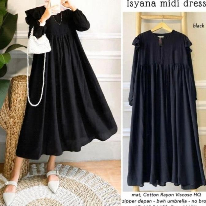 DRESS WANITA LENGAN PANJANG ISYANA MIDI DRESS ISANA MIDI DRES MUSLIM HEID