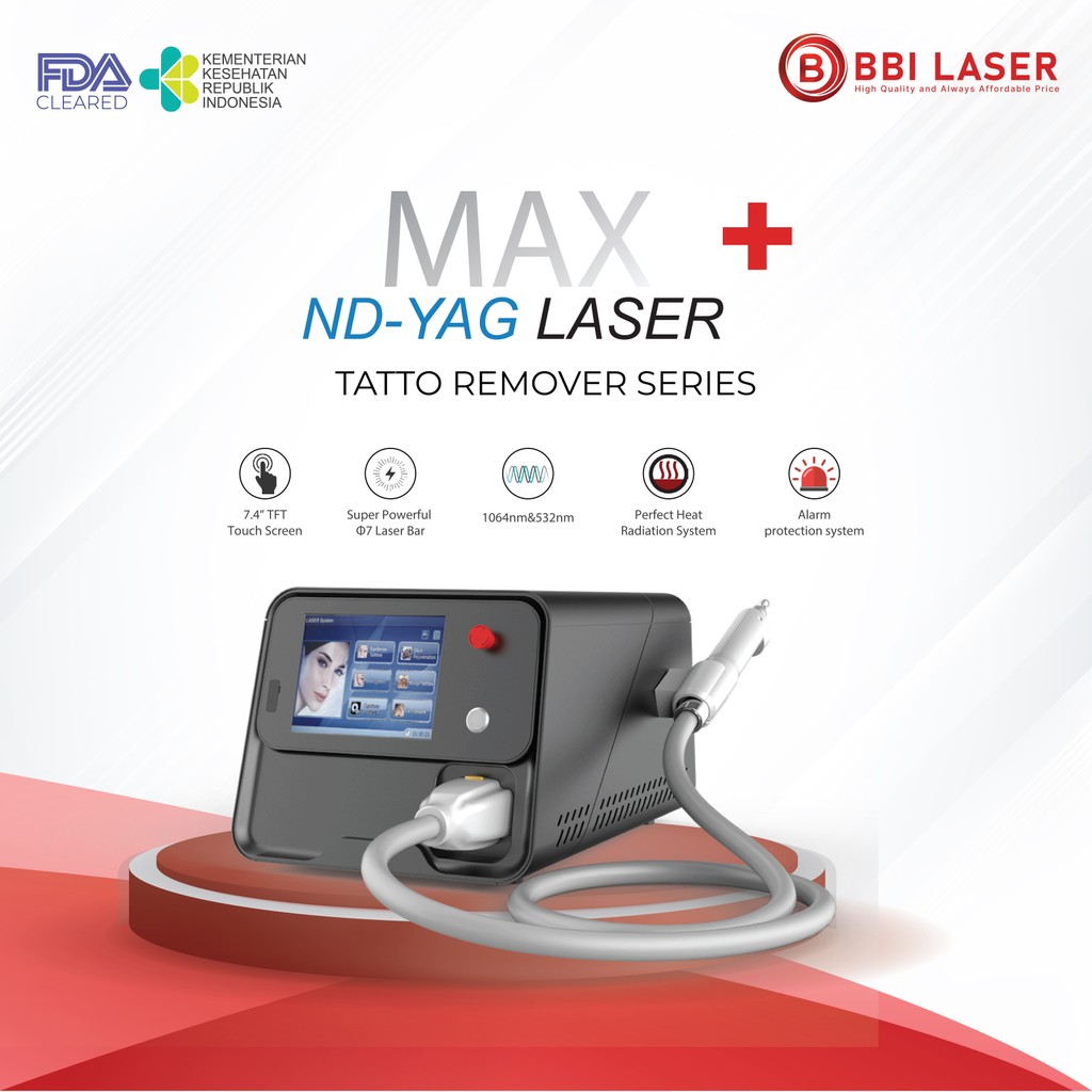 Max + Q-Switched Nd YAG Laser Portable Untuk Menghilangkan Tatto Carbon Peel dan Skin Rejuvenation