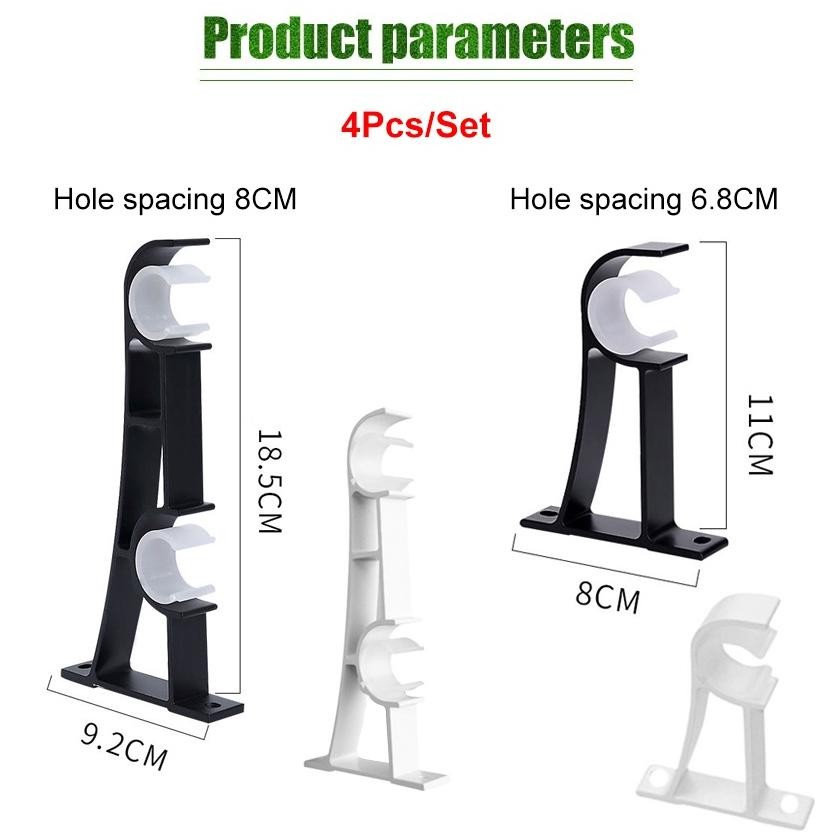 Tirai & Tirai Gulung 4PCS/PCS Curtain Rod Bracket Metal Curtain Drapery Rod Support Bracket Holder /