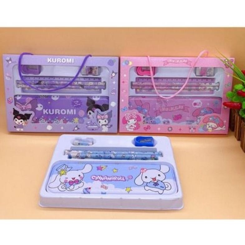 

see-97 SET ALAT TULIS SANRIO VIRAL SET 6 IN 1 STATIONERY SET KOTAK PENSIL ANAK SET Viral