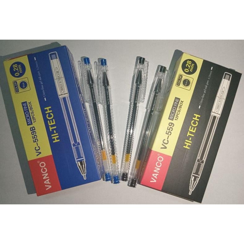 

edf-62 12pcs Bolpoin / Pulpen Vanco Hitech VC-599 Biru dan Hitam Murah