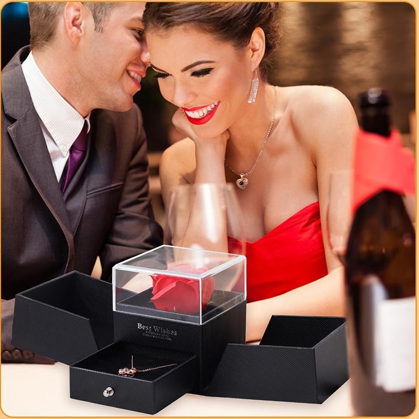 

PROMO Eternal Rose Gift Box / Kotak Perhiasan Kado Kalung Cincin Lamaran Mawar /Gift Box Mawar Visual Experience Ow42