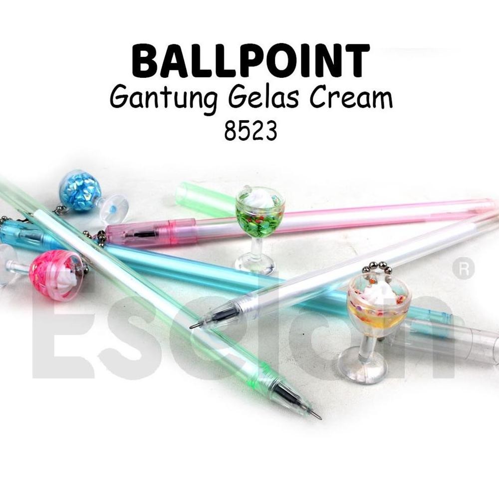 

KOE-1116 12pcs Pulpen Gantung Gelas Cream 8523 / 1 pak pulpen fancy gantung Viral