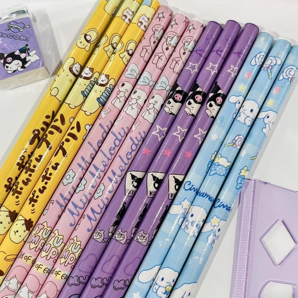 

df-8 Set Alat Tulis 5 in 1 Motif SANRIO / Pensil Set Perlengkapan Sekolah Lucu Motif Sanrio Hemat