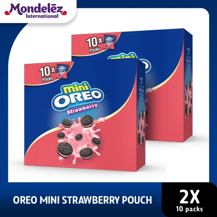 

TERLENGKAP Oreo Mini Biskuit Strawberry Pouch 10 x 20.4 gr - 2 Packs