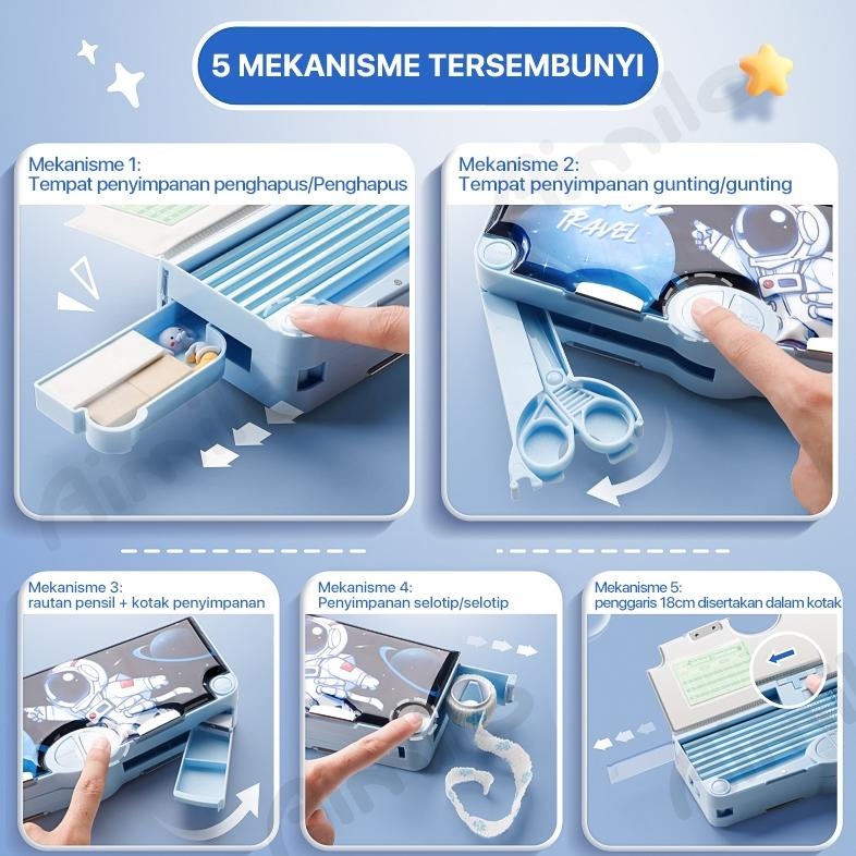 

COD [READY] Aimilo Tempat Pensil Multifungsi Kotak Pensil Anak Lengkap Peruncing Gunting Isolasi Penghapus Penggaris Alat Tulis Sekolah Oy58