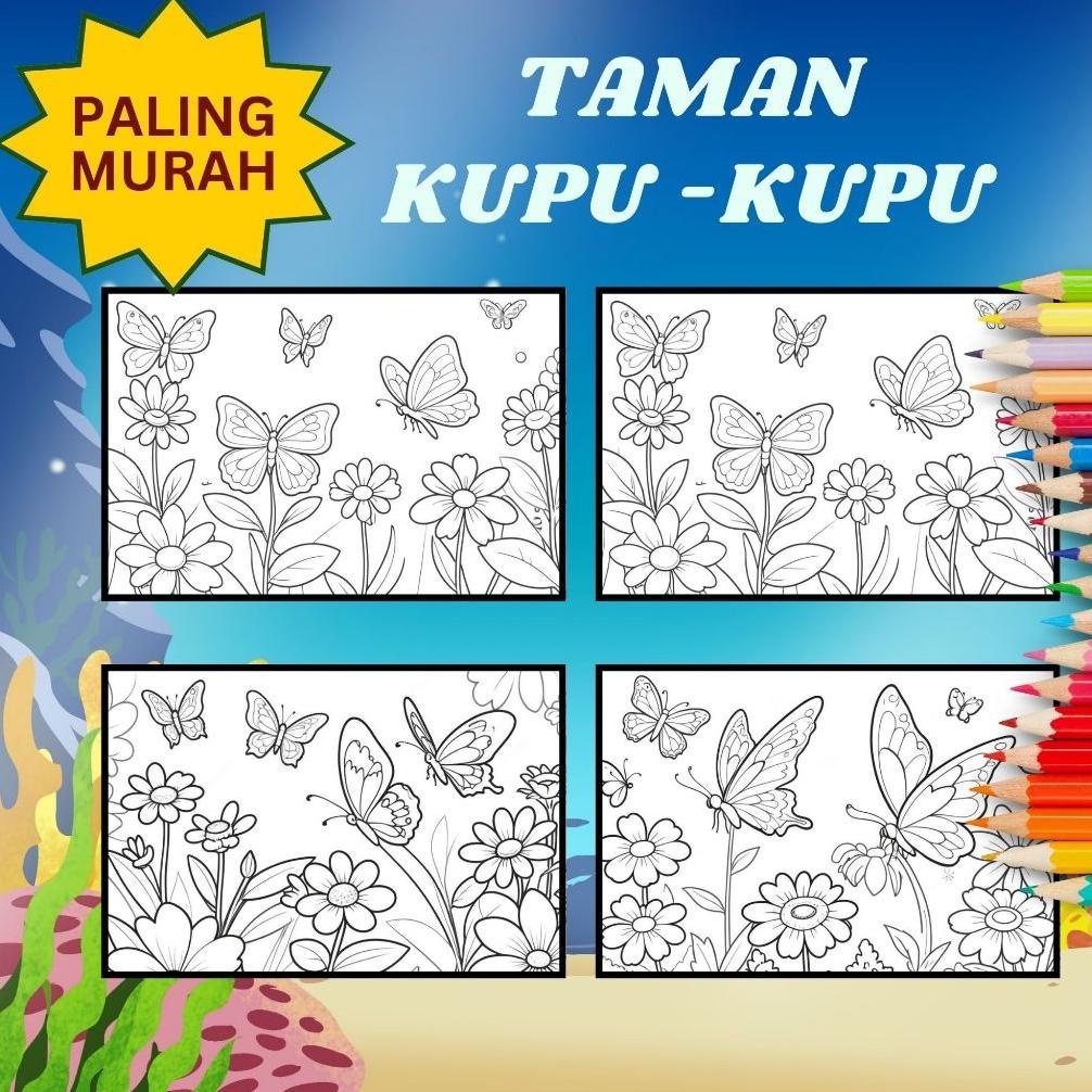 

New Kertas Mewarnai A5 / Taman Kupu-Kupu / Buku Gambar Mewarnai / Coloring Book / Untuk Sd Tk Paud Good Quality