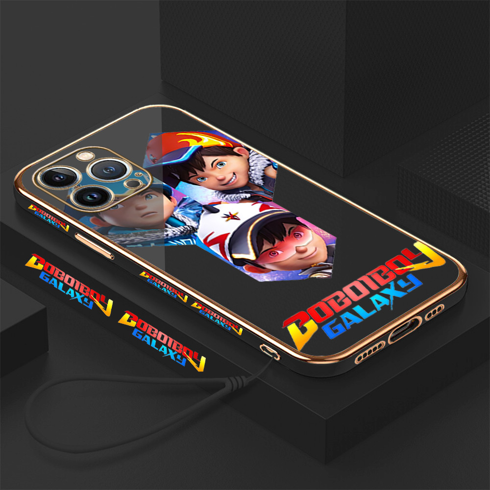 [Pengiriman lokal] Apple iPhone 12 13 14 15 Pro Max Mini Plus Casing Ponsel Pola BoBoiBoy Galaxy  Lu
