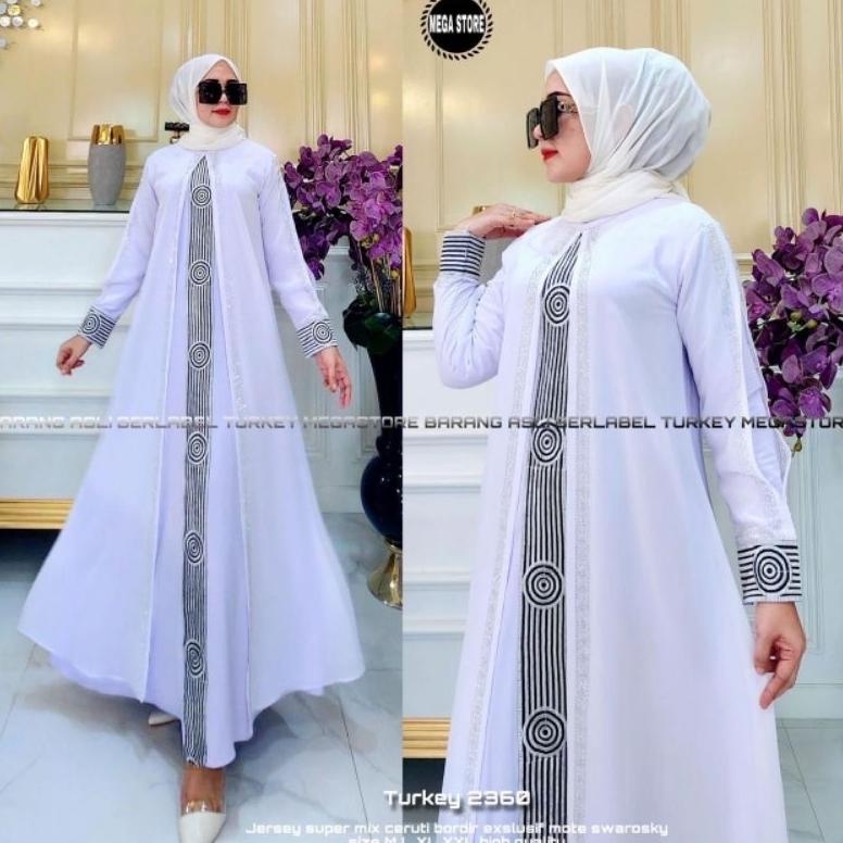 KU09 Gamis Abaya Turkey Turki Putih Seri Terbaru by Mega store Murah