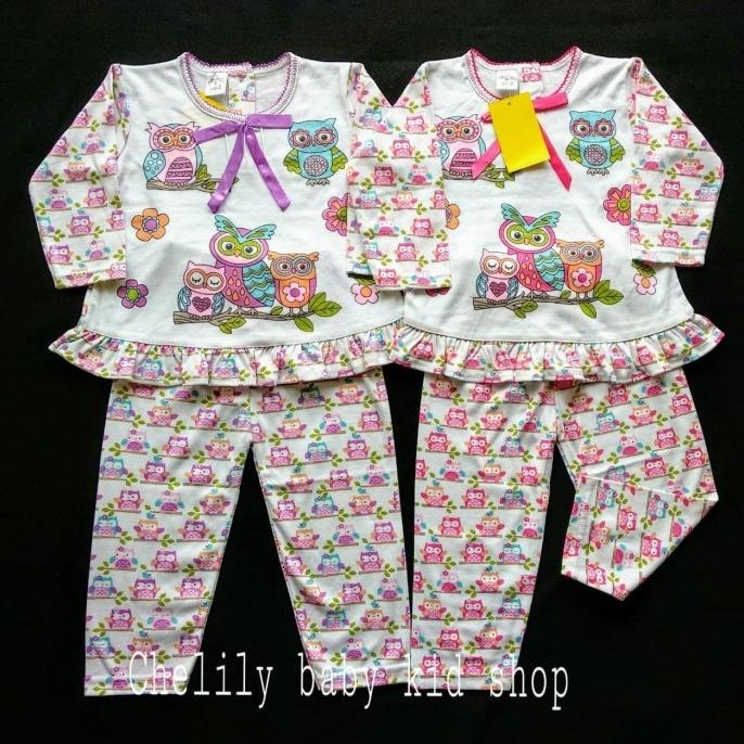 Cherry house Anak Setelan Panjang /Baju Tidur/Piyama OwL 2-3thn HF56