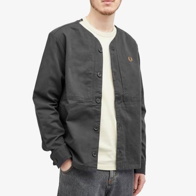 Fred Perry Collarless Overshirt (M7758-297) Original Kekinian