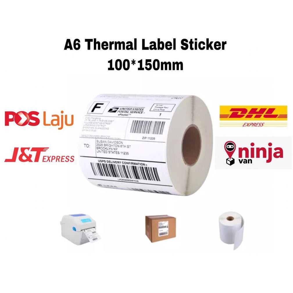 

fx-23 Label Thermal 100 X 150 Isi 500 pcs Kertas Sticker Barcode A6 Termal Stiker 100x150mm Awb Sale