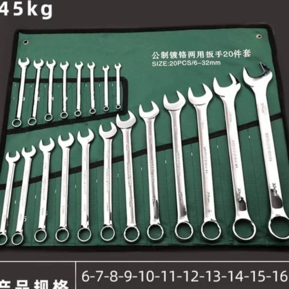 Tuosen Wrench Set - Kunci Ring Pas Set 20Pcs 6Mm-32Mm Chrom Alt Tekiro