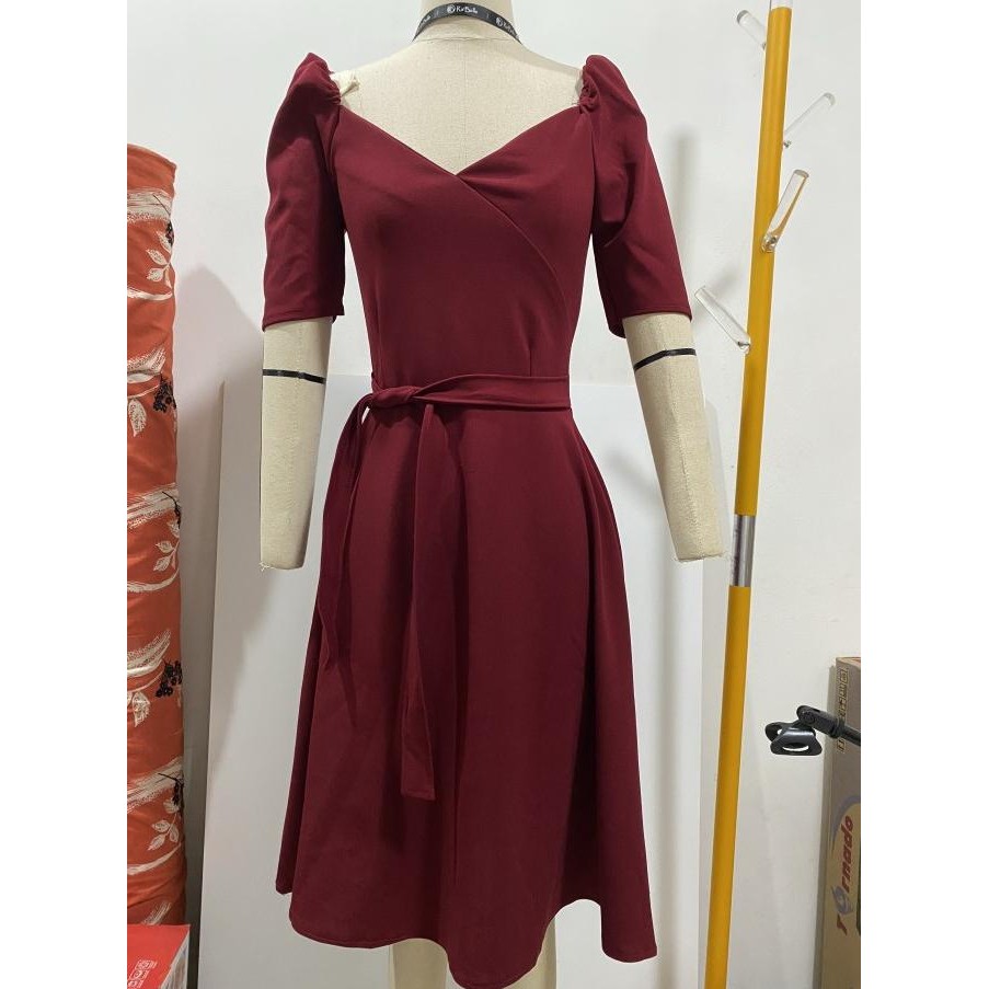 MLT8118 dress zora Scuba / dress merah imlek /pink / kuning gold td