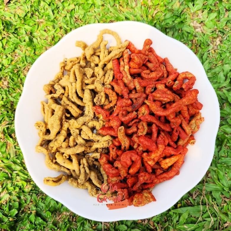 

Buruan Cemilan Pedas Keripik Usus Ayam Crispy Pedas Daun Jeruk 470Gr Grosir
