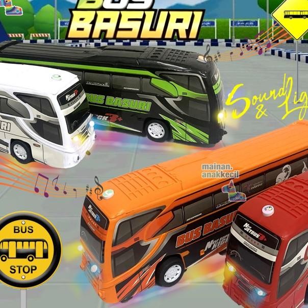 Mainan Anak Mobil Bus Basuri Lampu Telolet Oleng Plastik Musik Jumbo