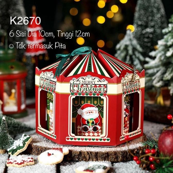 

SPECIAL (5pcs) Kotak Natal 3d Premium K2670 dus Cookies Nastar Cute Carousel Christmas Box K26 ka-79