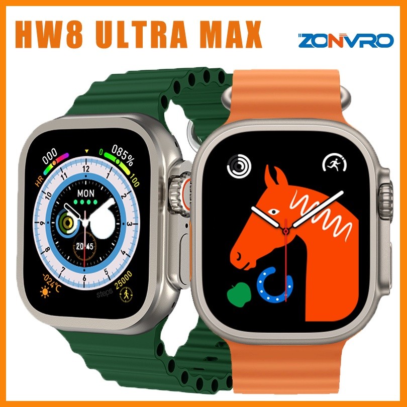 HW8 Ultra Max Iwo Watch Ultra 49mm Smartwatch Pria Wanita Kebugaran Bluetooth Panggilan SOS Monitor 