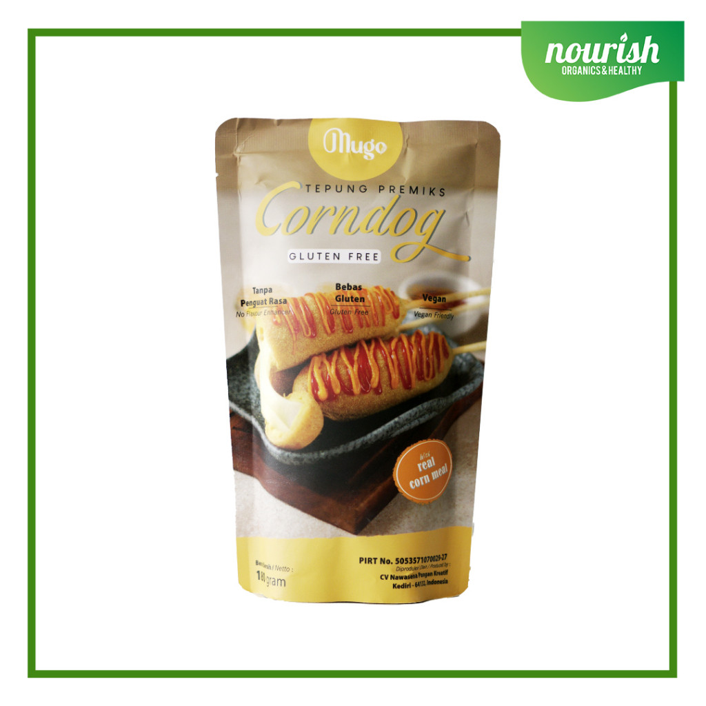 

Mugo Tepung Premiks CORNDOG Instant/ Gluten Free/ No MSG/ Vegan 180 gr