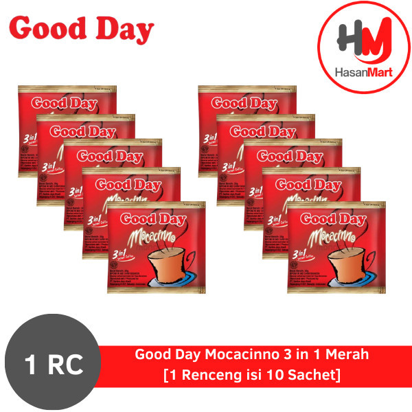 

Good Day Mocacinno 3 in 1 Merah [1 Renceng Isi 10 Sachet]