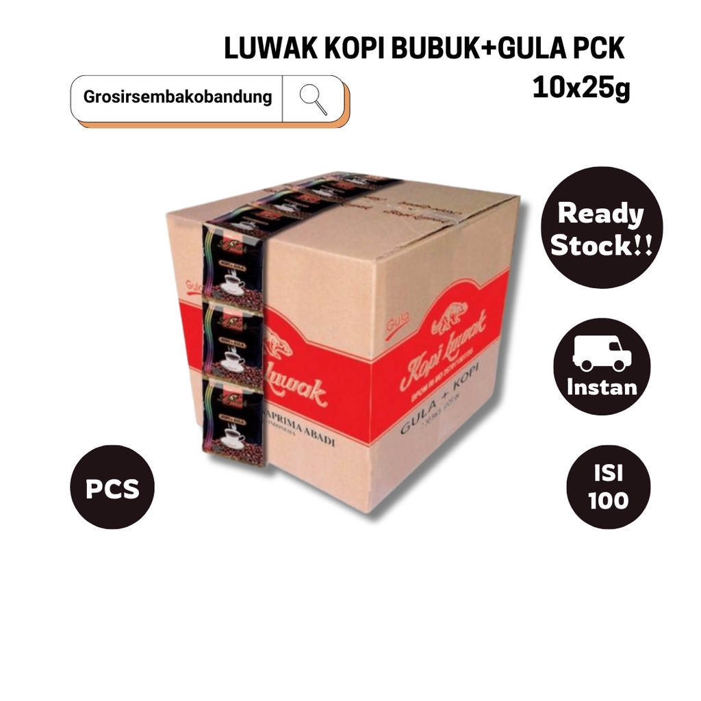 

LUWAK KOPI BUBUK+GULA PCK 10x25g - 1 Dus - Kota Bandung