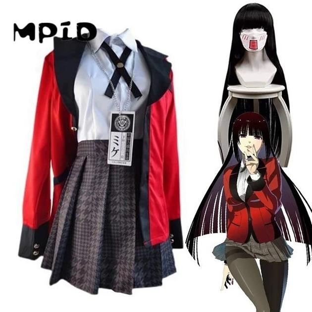 SDF MPIDKakegurui Compulsive Gambler Cosplay Jabami Yumeko Costume Jabami Yumeko Wig JK Uniform JK D