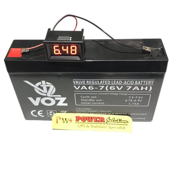 VOZ Battery 6V 7Ah + Digital Volt Meter