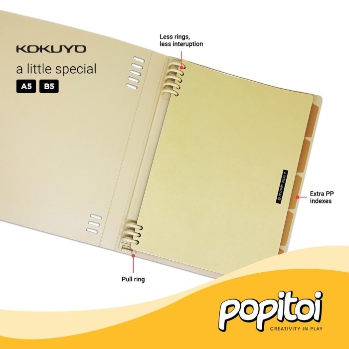 

Amberela Kokuyo Retro Loose Leaf 8-Ring Binder A5 B5 Notebook