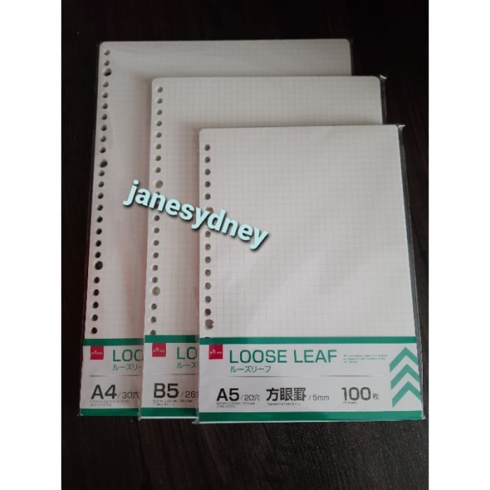 

Amberela - Daiso Binder File A4 B5 A5 Square Line Loose Leaf Kertas Binder Kotak