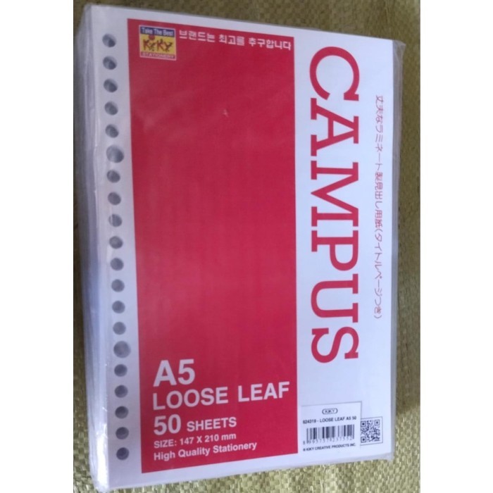 

Amberela - Kertas Binder Loose Leaf A5 Isi 50Sheet Dan 100Shets Merk Kiky