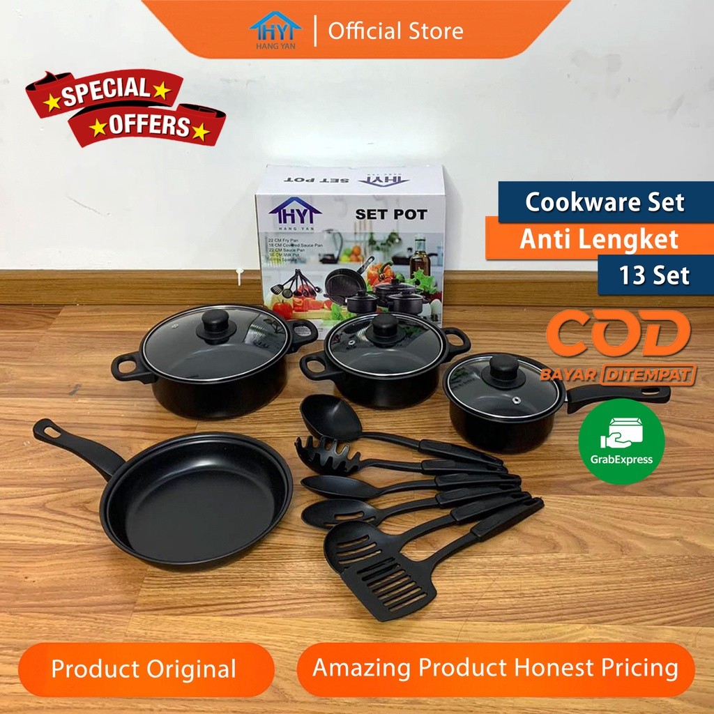 Panci Peralatan Dapur Serbaguna Cookwere Mpasi Soup Cooking 1 Set Enamel Alat Masak Pan Kukus Anti L