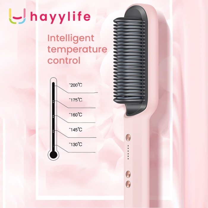 Hayylife Catok Sisir 2In1 Pelurus Rambut Hair Straightener Curler