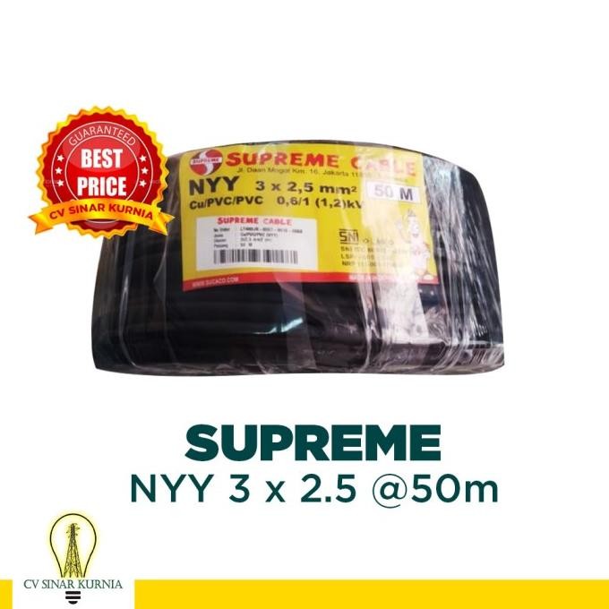 Diskon Kabel Listrik NYY 3x2.5 mm 3x2,5 SUPREME| SUPREME Kabel NYY| 50M sinarkuuu Segera Dapatkan