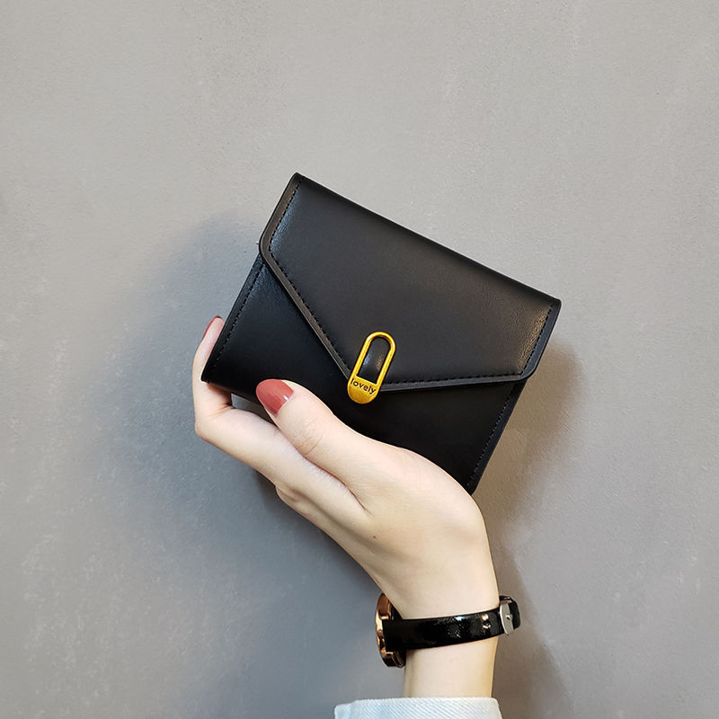 Dompet Wanita Simpel Jepang dan Korea, Dompet Kecil Tiga Lipatan Pendek untuk Wanita