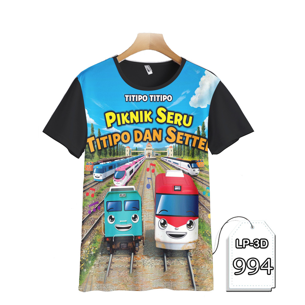 Baju Titipo Titipo Kaos Anak dan Dewasa Kereta Kecil Baju Kartun TV Serial Animasi LP3D-994 Fashion