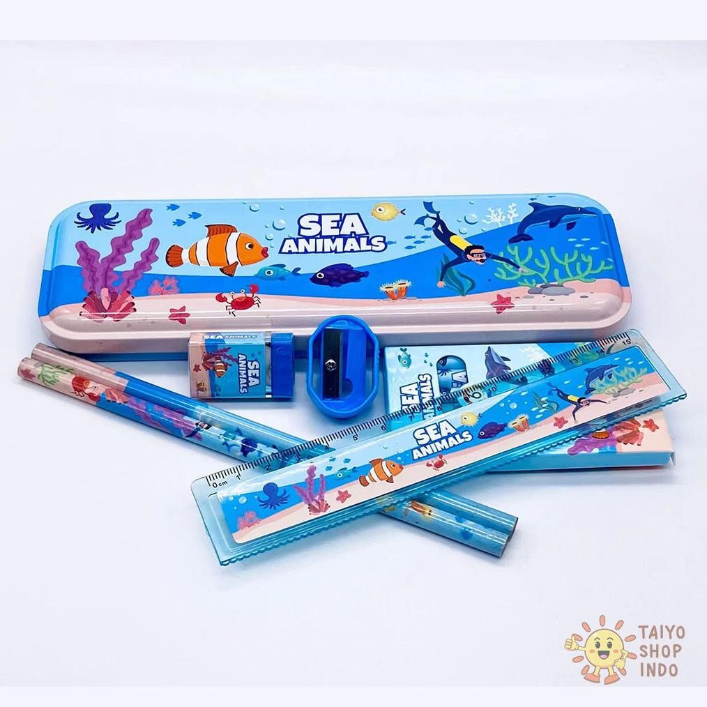 

New TAIYO Alat Tulis Set Anak 7in1 Karakter Stationery Kotak Pensil Perlengkapan Sekolah Bingkisan Berkualitas