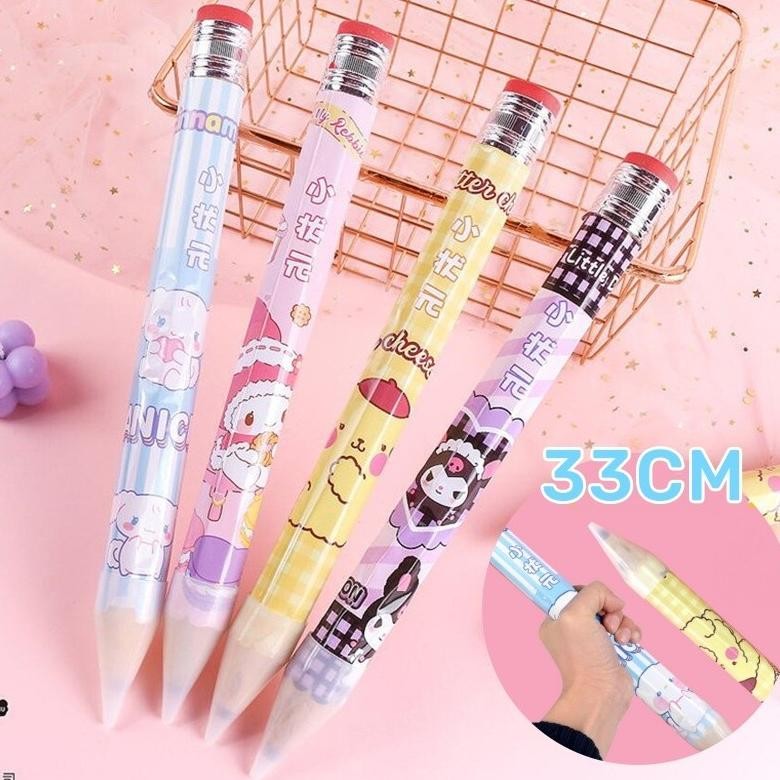 

jg-8 33CM Pensil Jumbo Sanrio Pensil Besar Cinnamorol Melody Kuromi Pompurin Viral