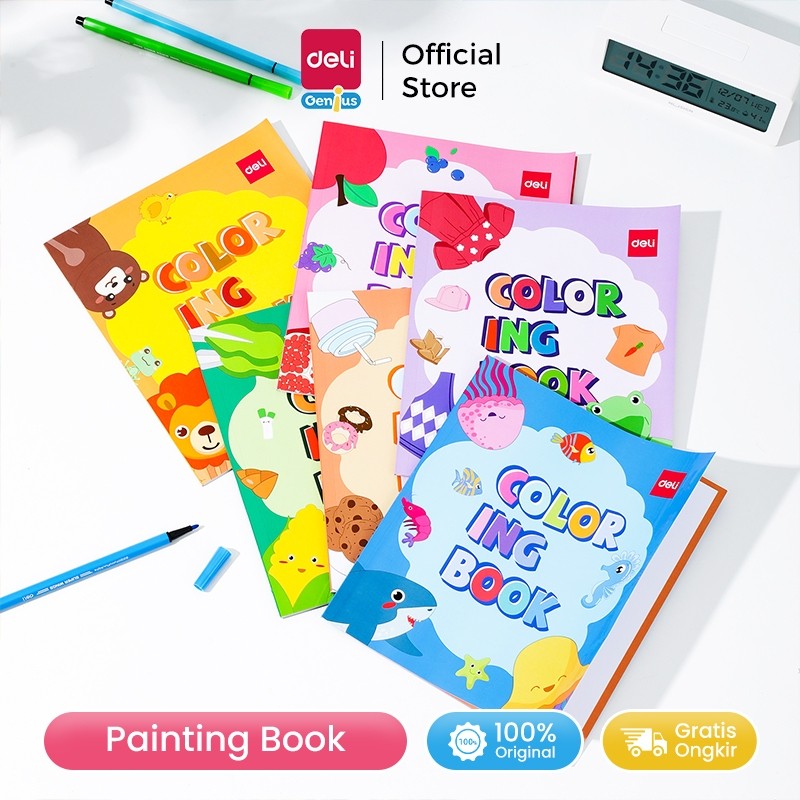 

Deli Children Coloring Book / Buku Mewarnai Anak 12 Lembar Kertas 120G Berbagai Tema EN04X