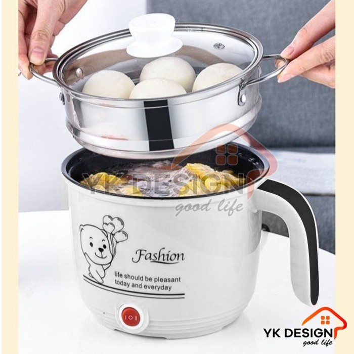 YK DESIGN YK-801 Panci Listrik 0.8L Panci Serbaguna Kukusan Stainles