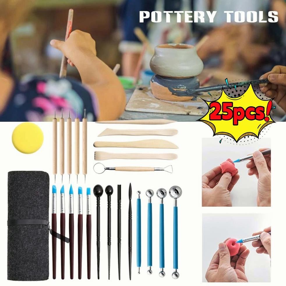 

[LARIS] Alat Ukir Tanah Liat DIY: 25pcs Alat Ukir Clay / Pottery Tool / Modelling tools untuk Seni Kerajinan dengan Presisi Tinggi