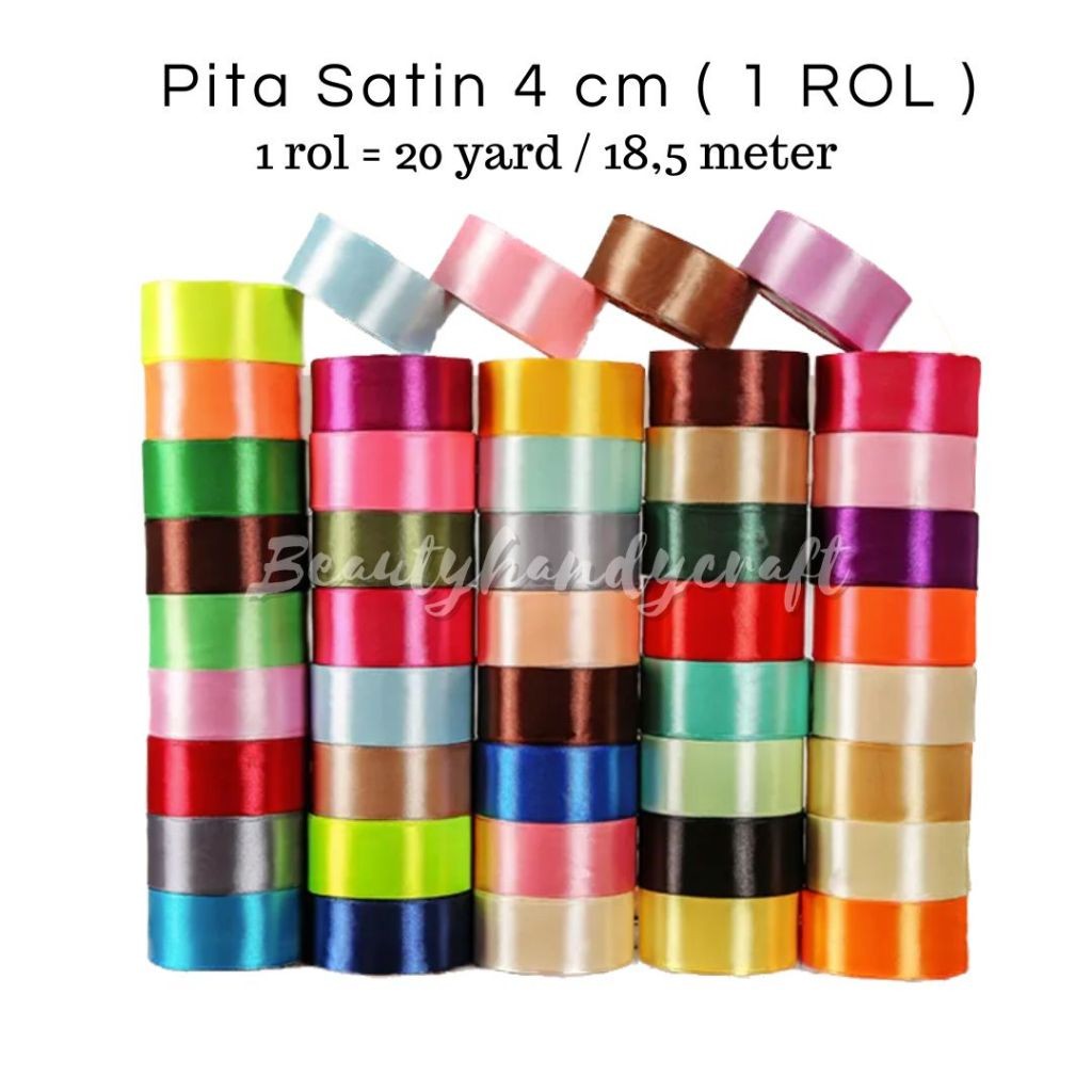 Pita satin 4cm 1.5 inchi Pita Buket Pita Besar Pita Roll Pita Gulungan Pita Roll Satin Pita 4cm