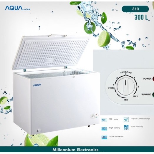 AQUA JAPAN Chest freezer box AQF-310(W) pembeku daging es 308 liter