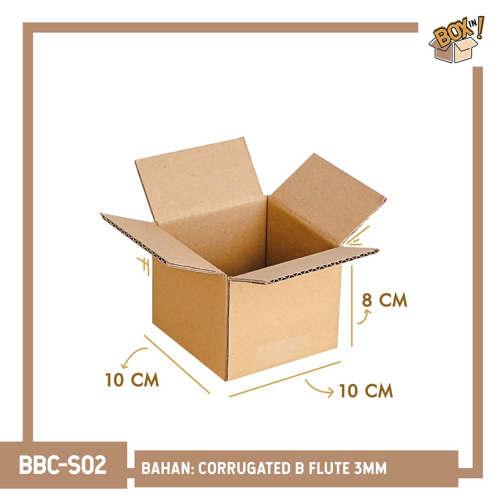 

10 x 10 x 8 cm (BBC-S02) B FLUTE KARDUS CORRUGATED BOX PACKING PACKAGING