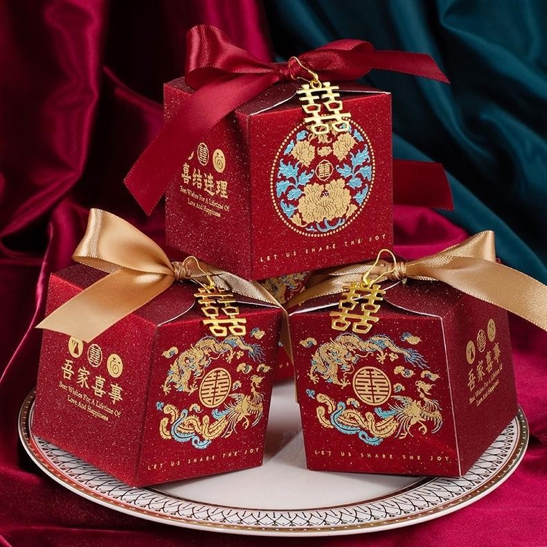 

Kotak Souvenir Wedding Sangjit / Kotak Permen Shuang Xi / Candy Box Double Happiness baru